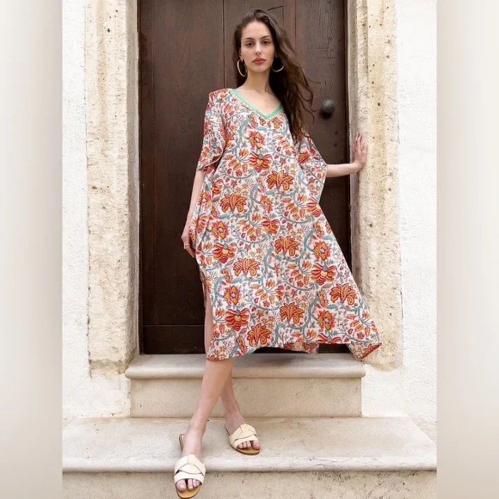 Debbie Katz Women’s Monaco Midi Floral Kaftan Medium